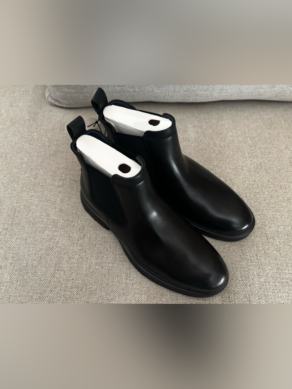 No Boundaries black Men's Garda faux Leather Chelsea Boots NEW - Picture 2 of 9